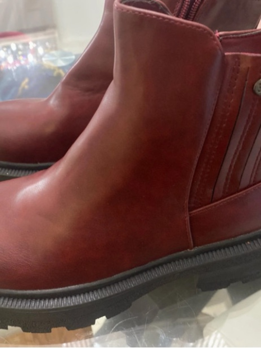 Women's Burgundy Chelsea Bootie with Lug Sole